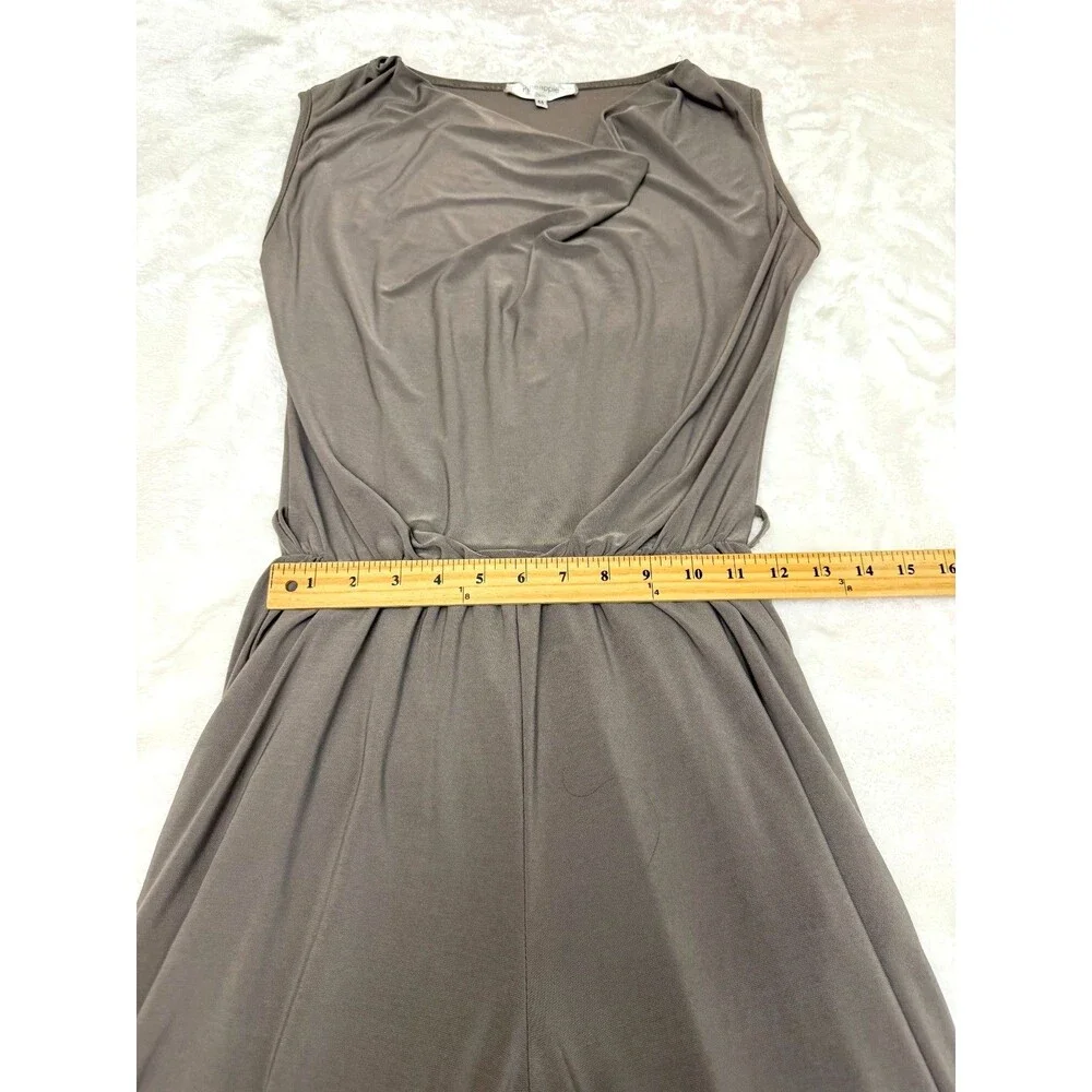 Pineapple Paris Taupe Cowl Neck Sleeveless Jumpsuit Pockets Sz 44 Made in Italy
